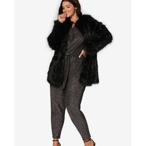 ellos Black Faux Fur Coat Medium